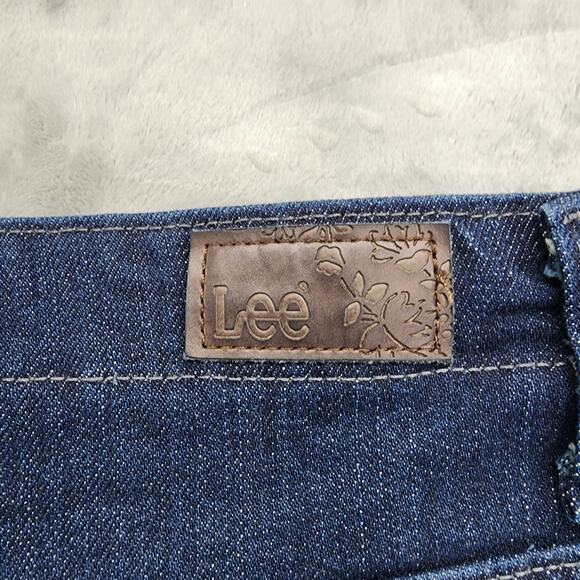 Lee Jeans Womens 12 SHORT Blue Relaxed Fit Side Elastic Mid Rise Stretch Denim - Picture 5 of 13
